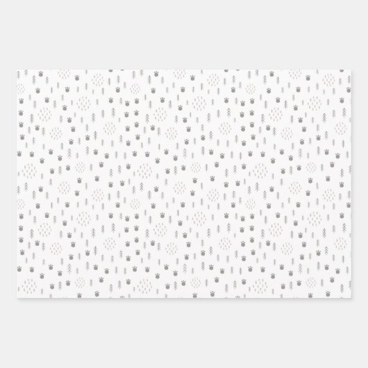 Cute Woodland Animal Track Pattern Inpakpapier Vel (Voorkant)