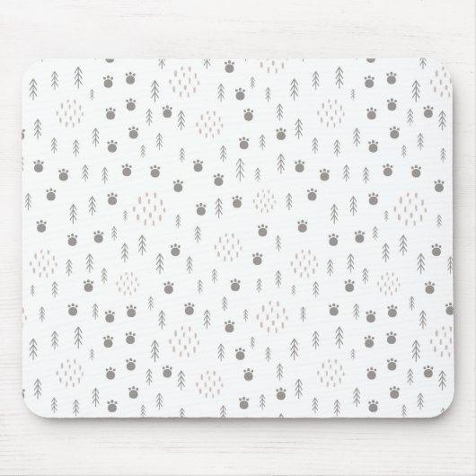 Cute Woodland Animal Track Pattern Muismat (Voorkant)