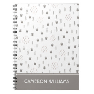 Cute Woodland Animal Track Pattern Notitieboek