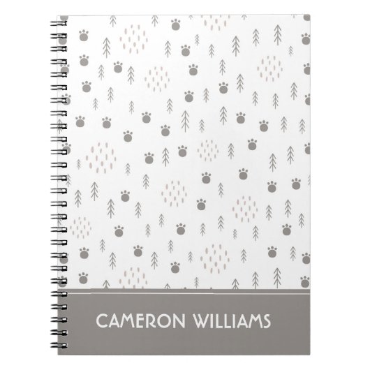 Cute Woodland Animal Track Pattern Notitieboek (Voorkant)