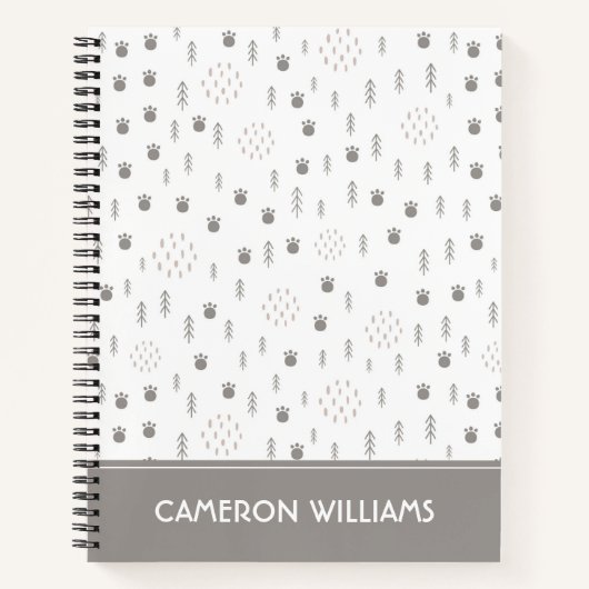 Cute Woodland Animal Track Pattern Notitieboek (Voorkant)