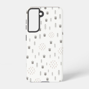 Cute Woodland Animal Track Pattern Samsung Galaxy Hoesje