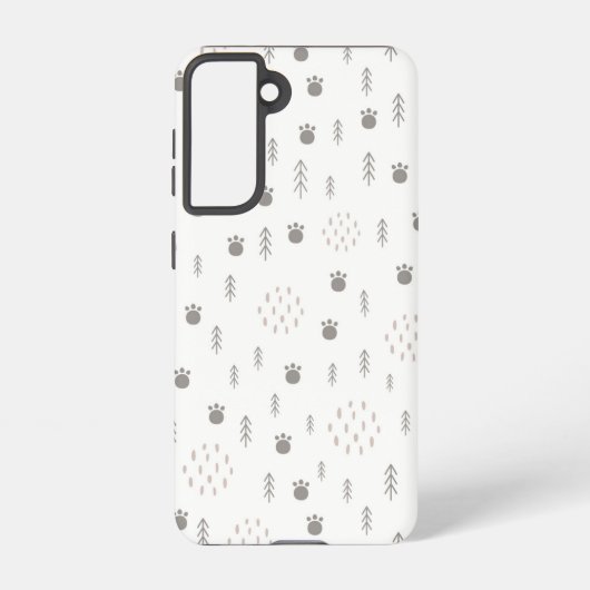 Cute Woodland Animal Track Pattern Samsung Galaxy Hoesje (Achterkant)