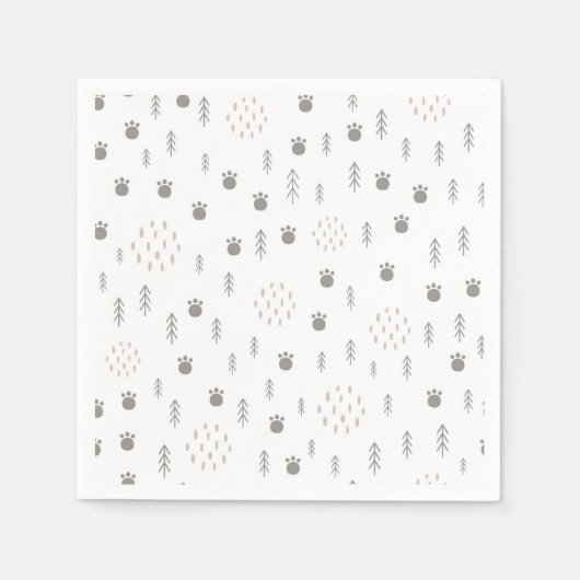 Cute Woodland Animal Track Pattern Servet (Voorkant)