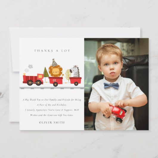 Cute Woodland Animal Train Foto van elke zondag Bedankkaart (Voorkant)