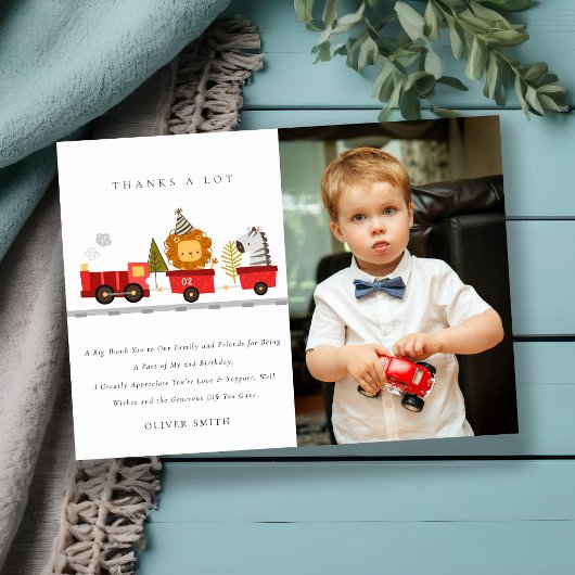 Cute Woodland Animal Train Foto van elke zondag Bedankkaart