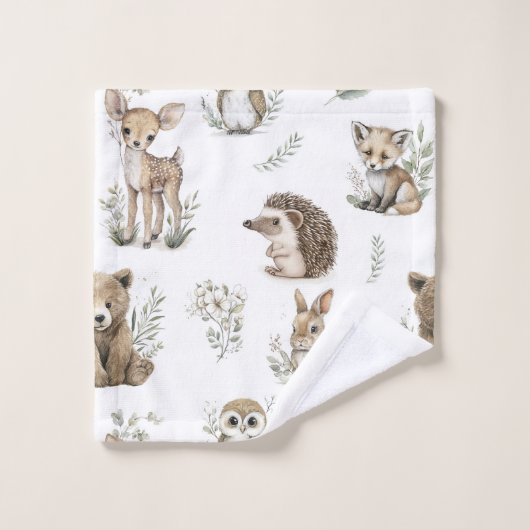 Cute Woodland Animal Watercolour Bad Handdoek (Wasdoekje)