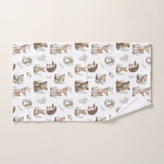 Cute Woodland Animal Watercolour Bad Handdoek (Handdoek)