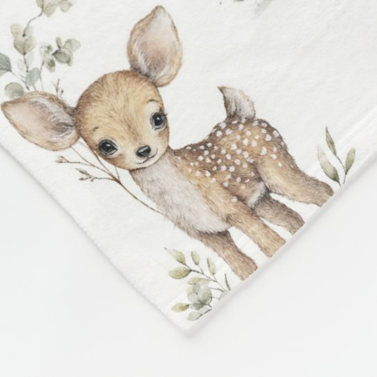 Cute Woodland Animal Watercolour Fleece Deken (Hoek)