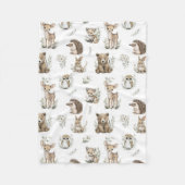 Cute Woodland Animal Watercolour Fleece Deken (Voorkant)