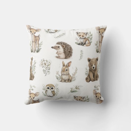 Cute Woodland Animal Watercolour Kussen (Achterkant)
