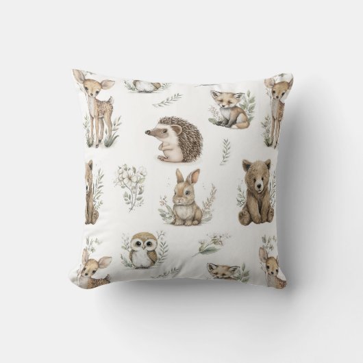 Cute Woodland Animal Watercolour Kussen (Voorkant)