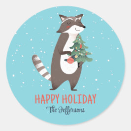Cute Woodland Animal Winter Holiday Kerstmis Ronde Sticker