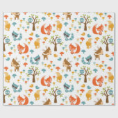 Cute Woodland Animal Wrapping Paper Cadeaupapier (Vlak)