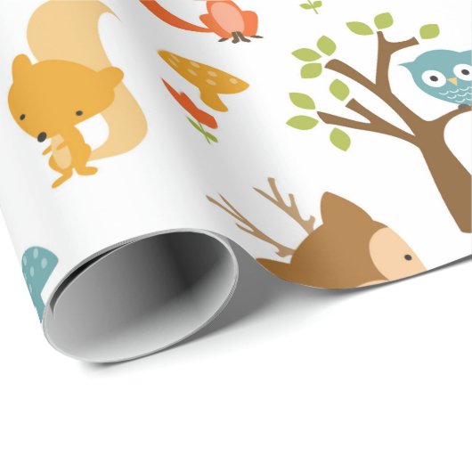 Cute Woodland Animal Wrapping Paper Cadeaupapier (Rol Hoek)