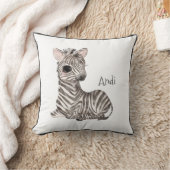 Cute Woodland Animal Zebra Name Nursery Kussen (Deken)