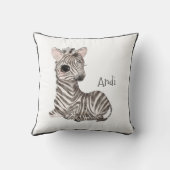 Cute Woodland Animal Zebra Name Nursery Kussen (Achterkant)