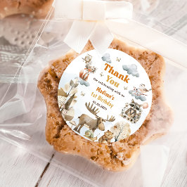 Cute Woodland Animals 1st Birthday Party Classic Ronde Sticker