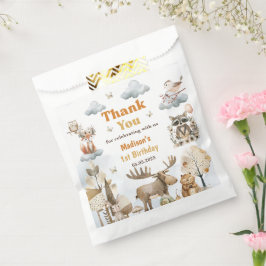Cute Woodland Animals 1st Birthday Party Favor Bag Bedankzakje