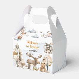 Cute Woodland Animals 1st Birthday Party Favor Box Bedankdoosjes