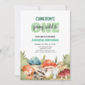 Cute Woodland Animals 1st Birthday Party Kaart (Voorkant)