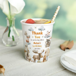Cute Woodland Animals 1st Birthday Party Paper Cup Papieren Bekers