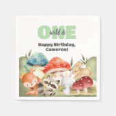 Cute Woodland Animals 1st Birthday Party Servet (Voorkant)