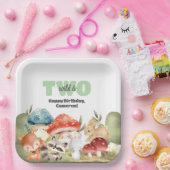 Cute Woodland Animals 2nd Birthday Party Papieren Bordje (Feest)