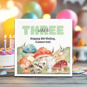 Cute Woodland Animals 3e Verjaardagsfeestje Servet