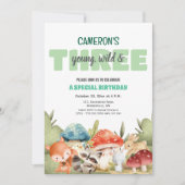 Cute Woodland Animals 3rd Birthday Party Kaart (Voorkant)