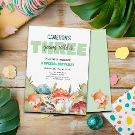 Cute Woodland Animals 3rd Birthday Party  Kaart