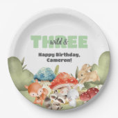 Cute Woodland Animals 3rd Birthday Party Papieren Bordje (Voorkant)
