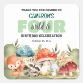 Cute Woodland Animals 4th Birthday Party  Vierkante Sticker (Voorkant)