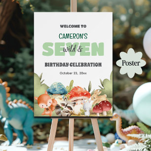 Cute Woodland Animals 7e Verjaardagsfeest Welkom Poster