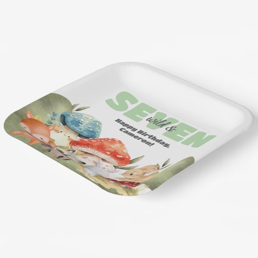 Cute Woodland Animals 7th Birthday Party Papieren Bordje (Gebogen)