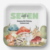 Cute Woodland Animals 7th Birthday Party Papieren Bordje (Voorkant)