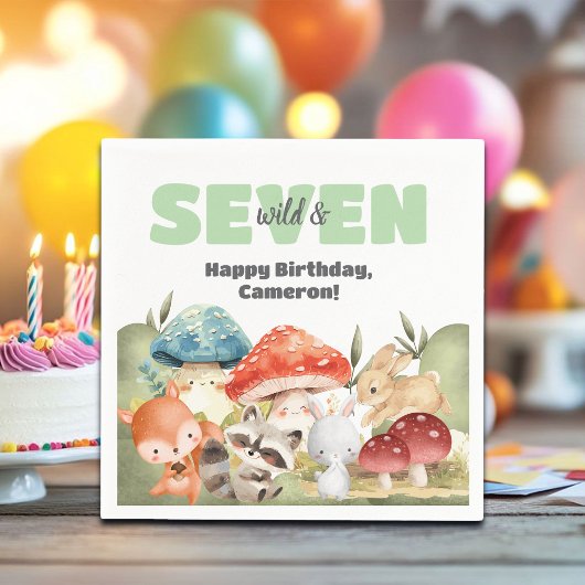 Cute Woodland Animals 7th Birthday Party Servet