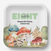 Cute Woodland Animals 8th Birthday Party Papieren Bordje (Voorkant)