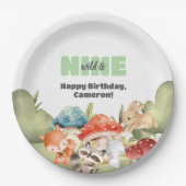 Cute Woodland Animals 9th Birthday Party Papieren Bordje (Voorkant)