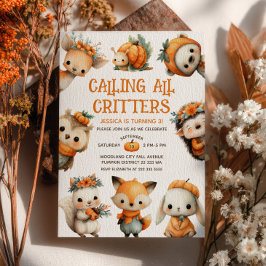 Cute Woodland Animals Autumn Fall Kids' Birthday Kaart