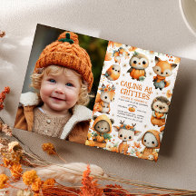 Cute Woodland Animals Autumn Kids' Birthday Photo 