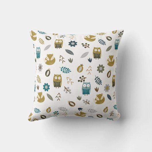 Cute Woodland Animals Baby Boy Announounge Pillow Kussen (Achterkant)