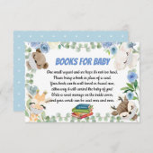 Cute Woodland Animals Baby Boy Book Request Card Informatiekaartje (Voorkant / Achterkant)