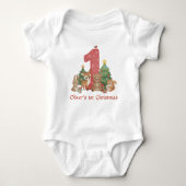 Cute Woodland Animals Baby First Christmas Red 1 Romper (Voorkant)