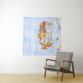Cute Woodland Animals Baby shower Backdrop Banner Wandkleed (In Situ (horizontaal))