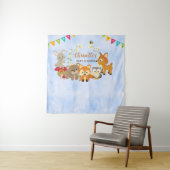 Cute Woodland Animals Baby shower Backdrop Banner Wandkleed (In situ)