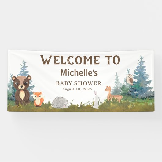 Cute Woodland Animals Baby shower Banner (Horizontaal)