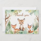 Cute Woodland Animals Baby Shower Bedankkaart (Voorkant)