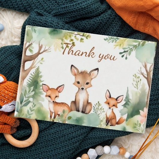 Cute Woodland Animals Baby Shower Bedankkaart