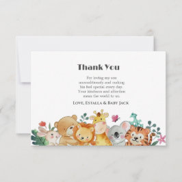 Cute Woodland Animals Baby shower Bedankkaart